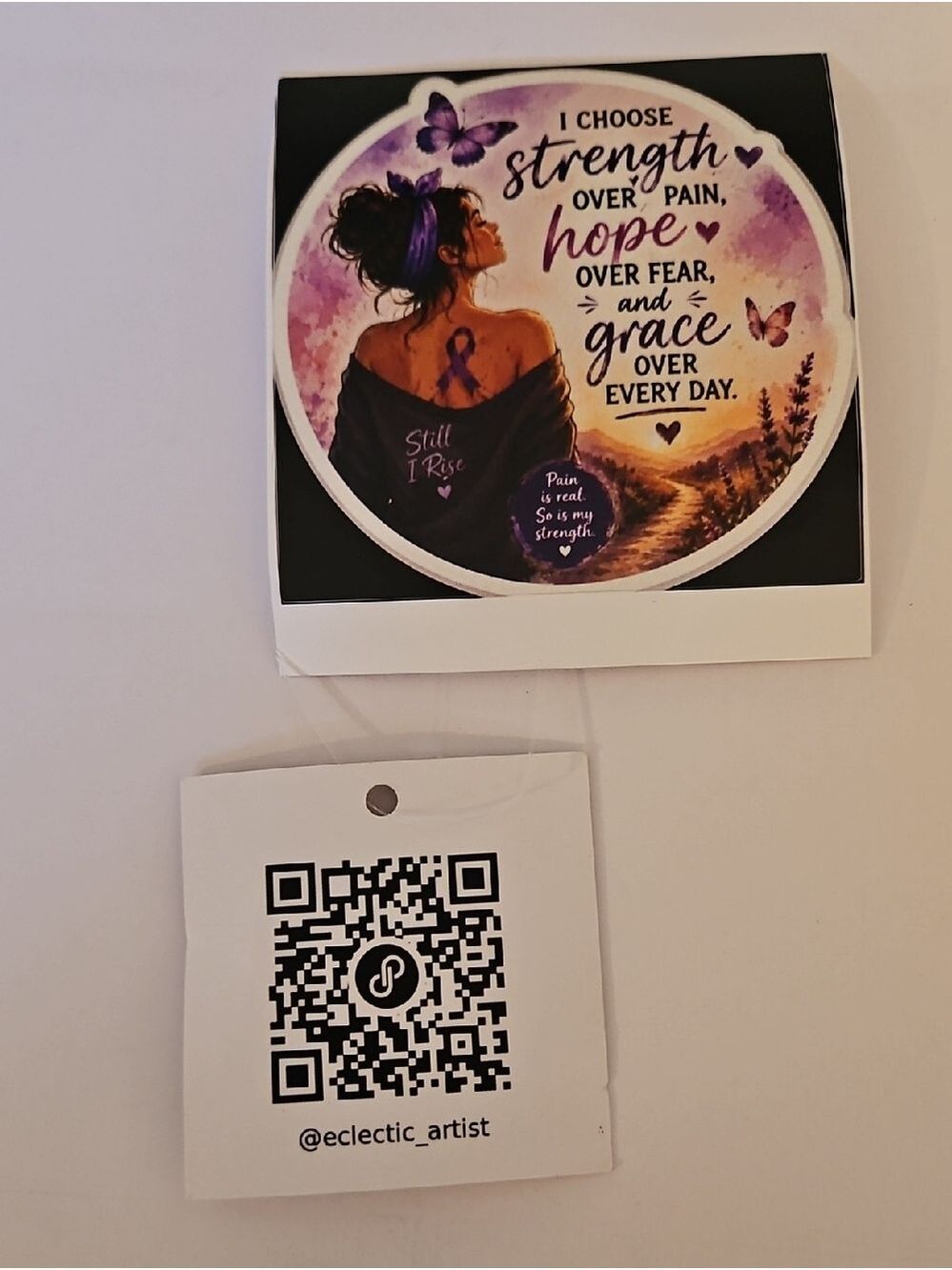 Handmade Chronic Pain Warrior Vinyl Sticker Hope Over Fear Purple Butterfly 3x3 - Picture 8 of 17